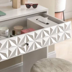 Wohnen Weißer Design-Schminktisch mit Spiegel - Ustabo