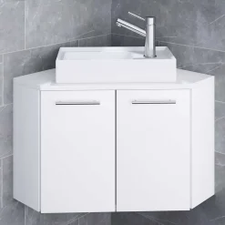 Weißer Eckwaschtisch mit Metallgriffen - Graving^Wohnen Sale