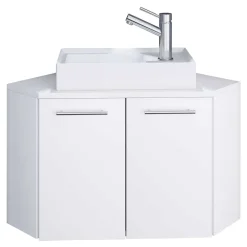 Weißer Eckwaschtisch mit Metallgriffen - Graving^Wohnen Sale