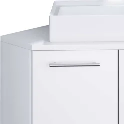 Weißer Eckwaschtisch mit Metallgriffen - Graving^Wohnen Sale