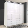 Wohnen Weißer Falttüren Kleiderschrank glasbeschichtet - Dolienca