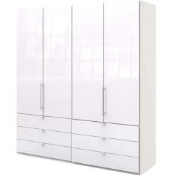 Wohnen Weißer Falttüren Kleiderschrank glasbeschichtet - Dolienca