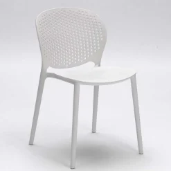 Weißer Gartenstuhl aus Kunststoff Fanovic stapelbar (4er Set)^Wohnen New