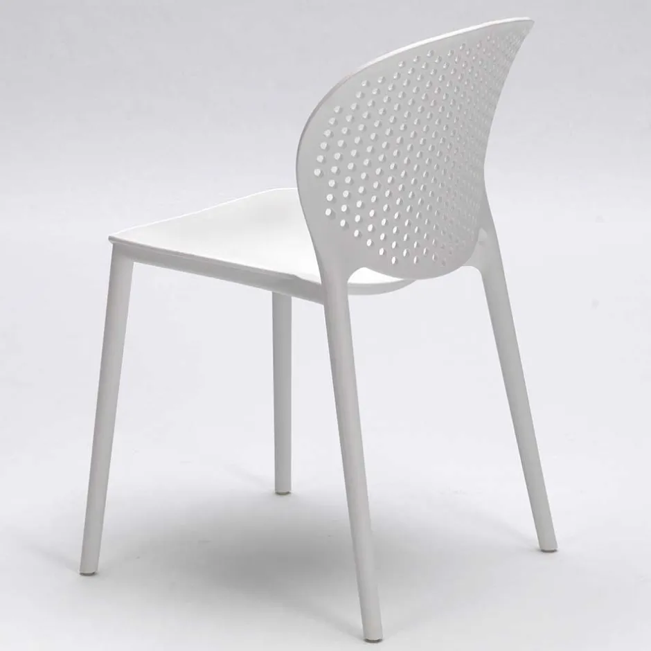 Weißer Gartenstuhl aus Kunststoff Fanovic stapelbar (4er Set)^Wohnen New