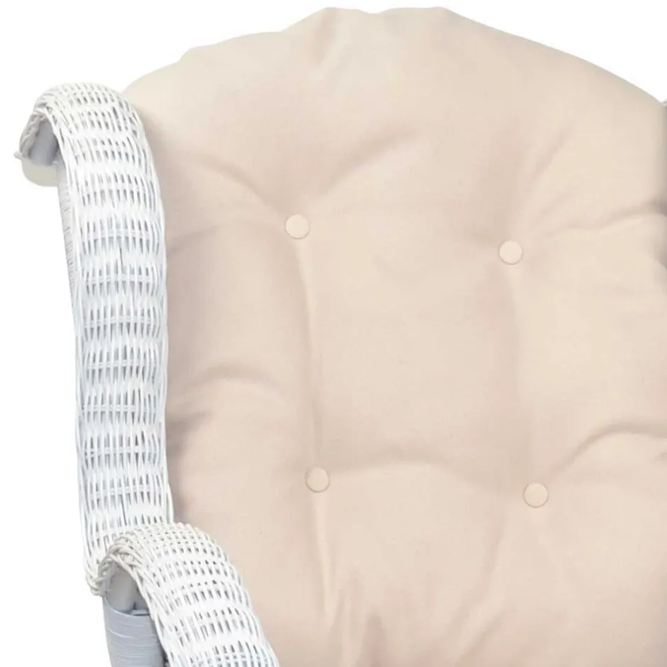 Wohnen Weißer Geflechtsessel & Fußhocker - Ipolas (zweiteilig)