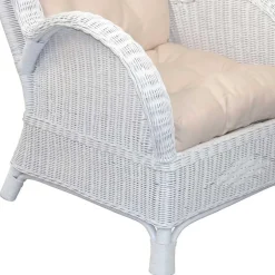 Wohnen Weißer Geflechtsessel & Fußhocker - Ipolas (zweiteilig)