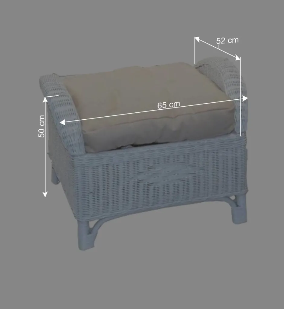 Wohnen Weißer Geflechtsessel & Fußhocker - Ipolas (zweiteilig)