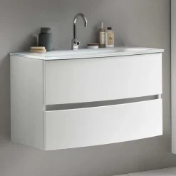 Weißer Hänge-Waschtisch mit zwei Schubladen - Mesciria^Wohnen Clearance