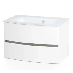 Weißer Hänge-Waschtisch mit zwei Schubladen - Mesciria^Wohnen Clearance