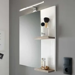 Weißer Hochglanz Badspiegel mit 2 Ablagen - Vauflos^Wohnen New