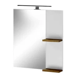 Weißer Hochglanz Badspiegel mit 2 Ablagen - Vauflos^Wohnen New