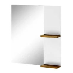 Weißer Hochglanz Badspiegel mit 2 Ablagen - Vauflos^Wohnen New