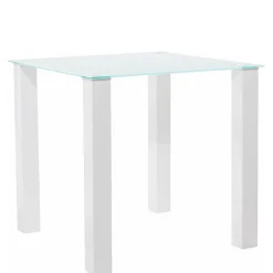 Weißer Hochglanz Tisch mit Glasplatte - Richard^Wohnen