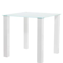 Weißer Hochglanz Tisch mit Glasplatte - Richard^Wohnen