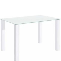 Weißer Hochglanz Tisch mit Glasplatte - Richard^Wohnen