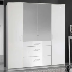 Weißer Kleiderschrank mit Spiegel - 179x199x58 cm - Venture^Wohnen Best