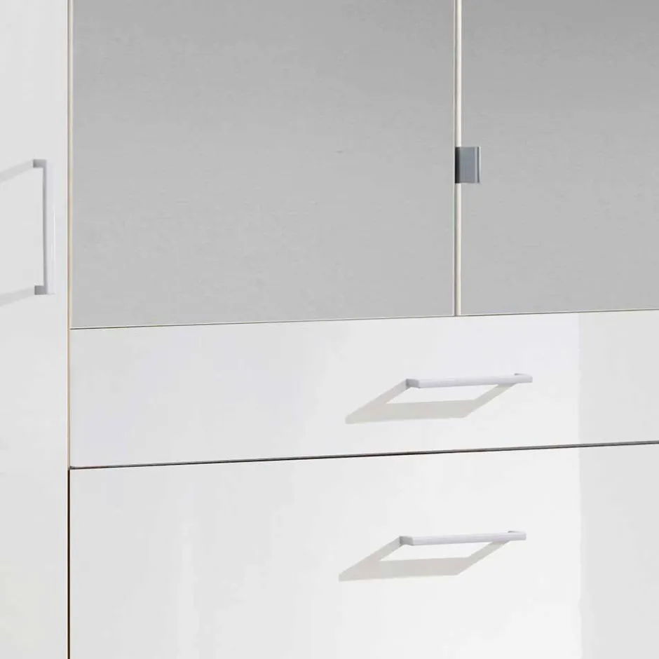 Weißer Kleiderschrank mit Spiegel - 179x199x58 cm - Venture^Wohnen Best