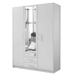 Wohnen Weißer Kleiderschrank mit zwei Schubladen & drei Türen - Catrizia