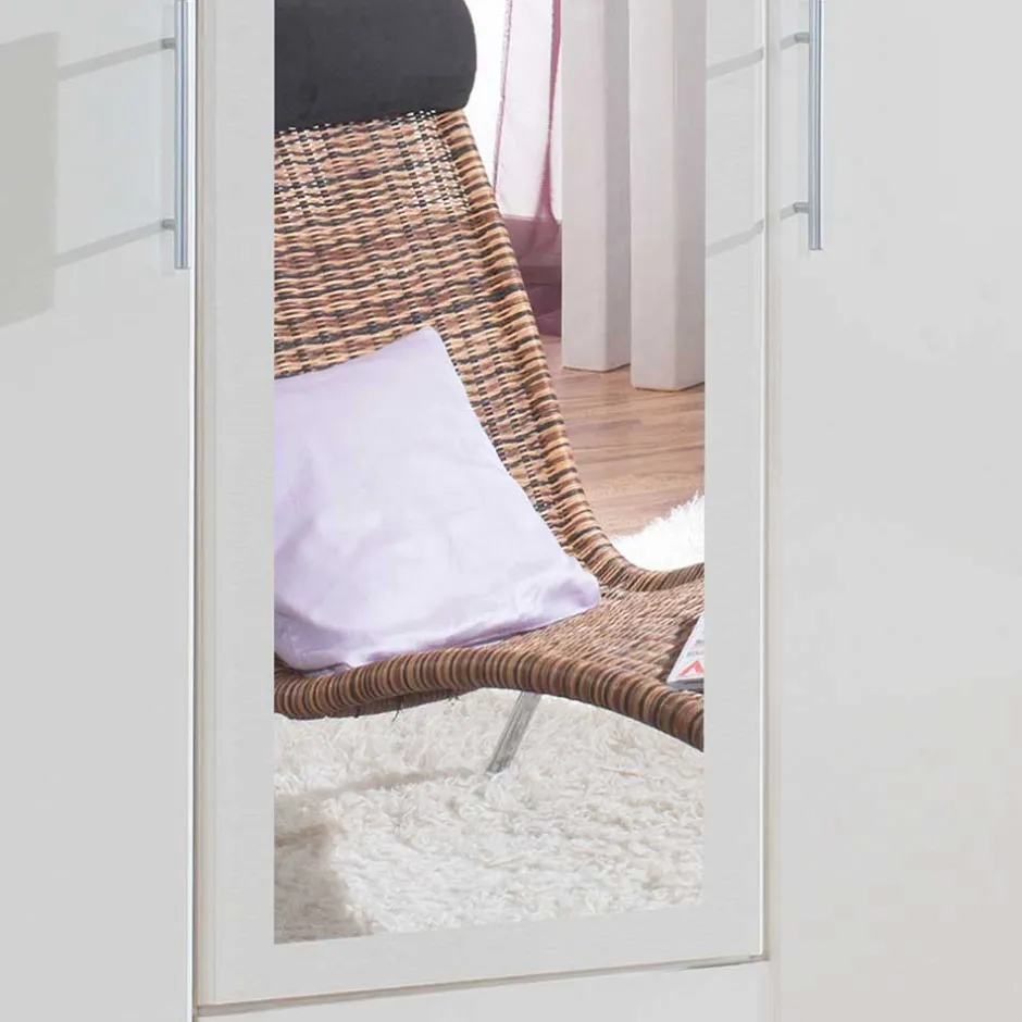 Wohnen Weißer Kleiderschrank mit zwei Schubladen & drei Türen - Catrizia