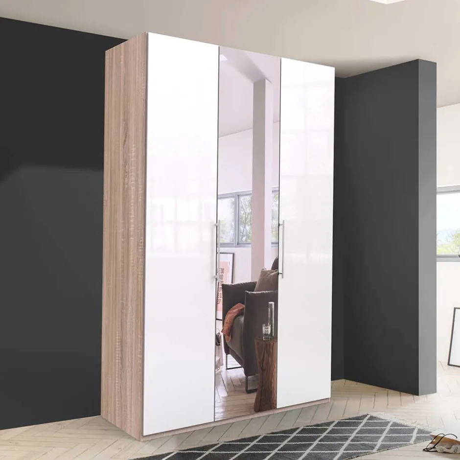 Weißer Kleiderschrank mit Spiegel mittig - Bosays^Wohnen Online