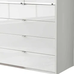 Wohnen Weißer Kombi-Kleiderschrank mit Glasfront - Rocca