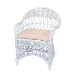 Weißer Korbsessel aus Rattan Geflecht - Kuraico^Wohnen Clearance