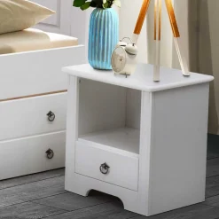 Wohnen Weißer Nachttisch mit großem Fach - Velriva