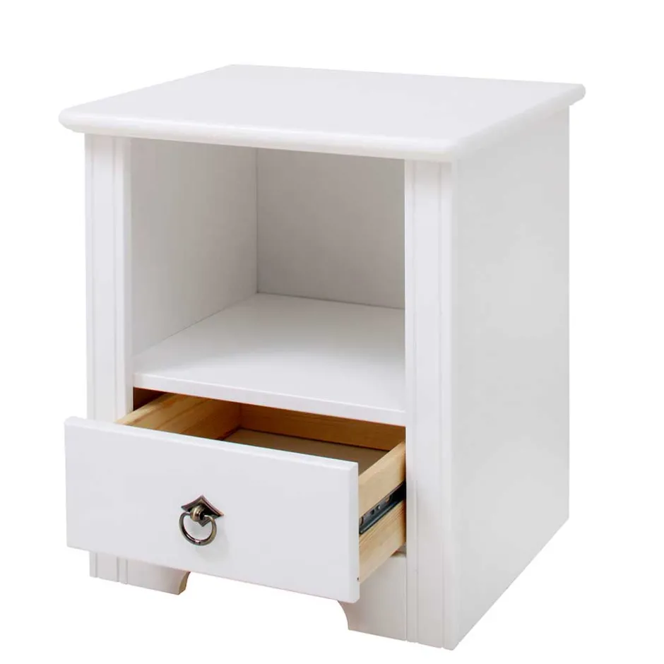 Wohnen Weißer Nachttisch mit großem Fach - Velriva