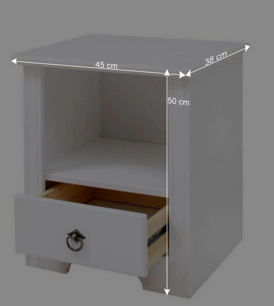 Wohnen Weißer Nachttisch mit großem Fach - Velriva