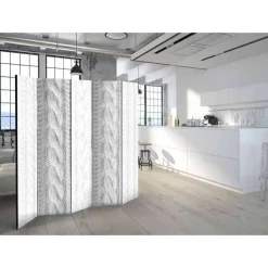 Wohnen Weißer Paravent mit Strick Zopf Motiv - Coint