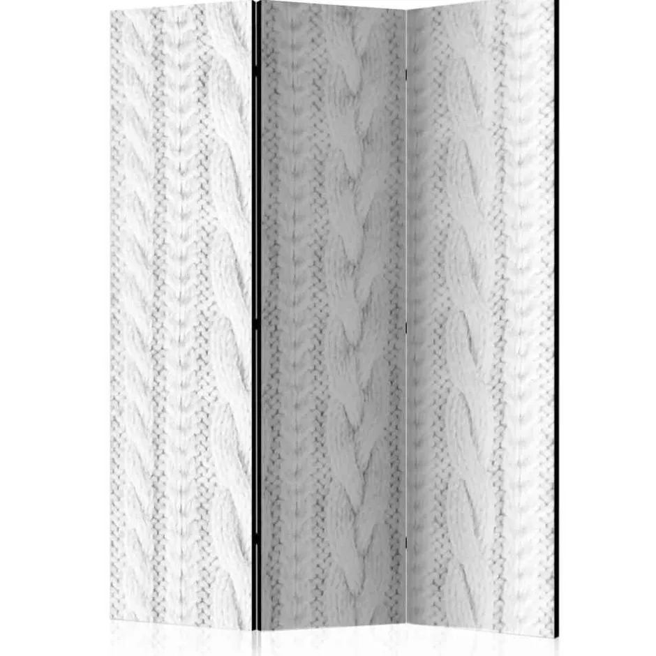 Wohnen Weißer Paravent mit Strick Zopf Motiv - Coint