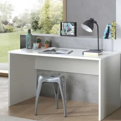 Wohnen Weißer PC Schreibtisch mit Knieraum Blende - Eldrus