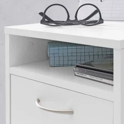 Wohnen Weißer Rollcontainer mit Fach & 2 Schubladen - Hank