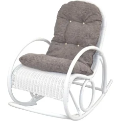 Weißer Schaukelstuhl aus Rattangeflecht - Vilatata^Wohnen Online