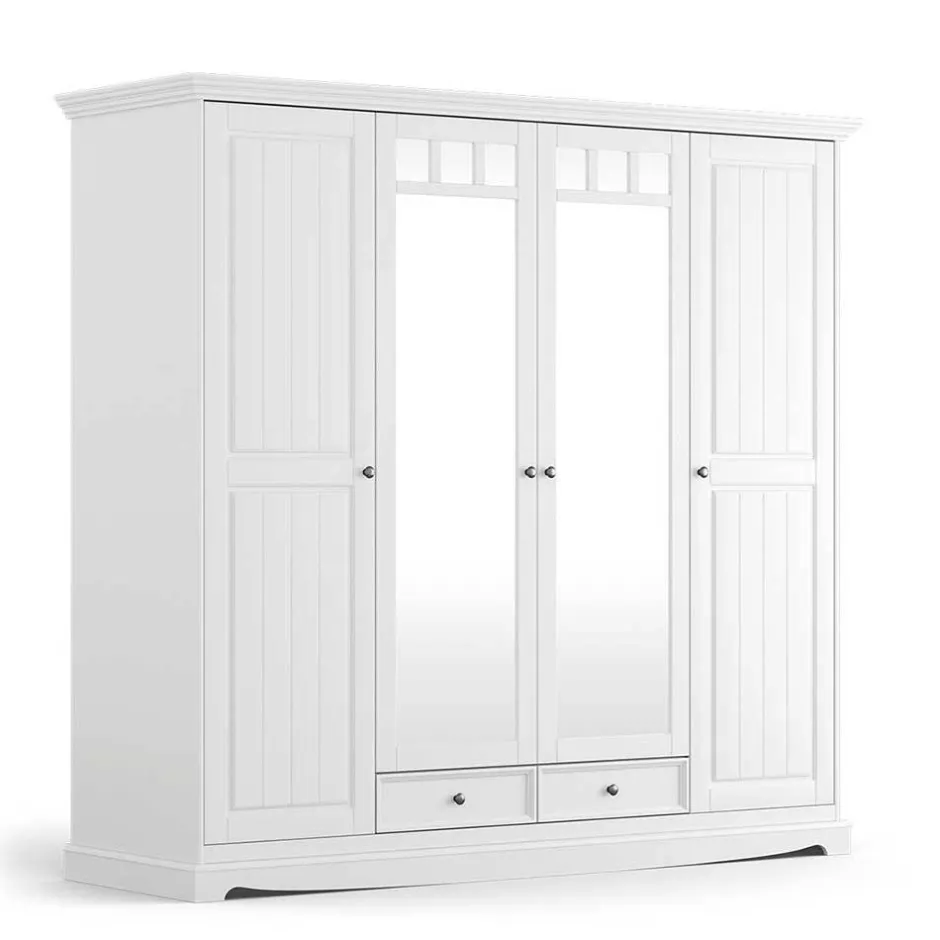 Wohnen Weißer Schlafzimmerschrank im Landhausstil - Indico