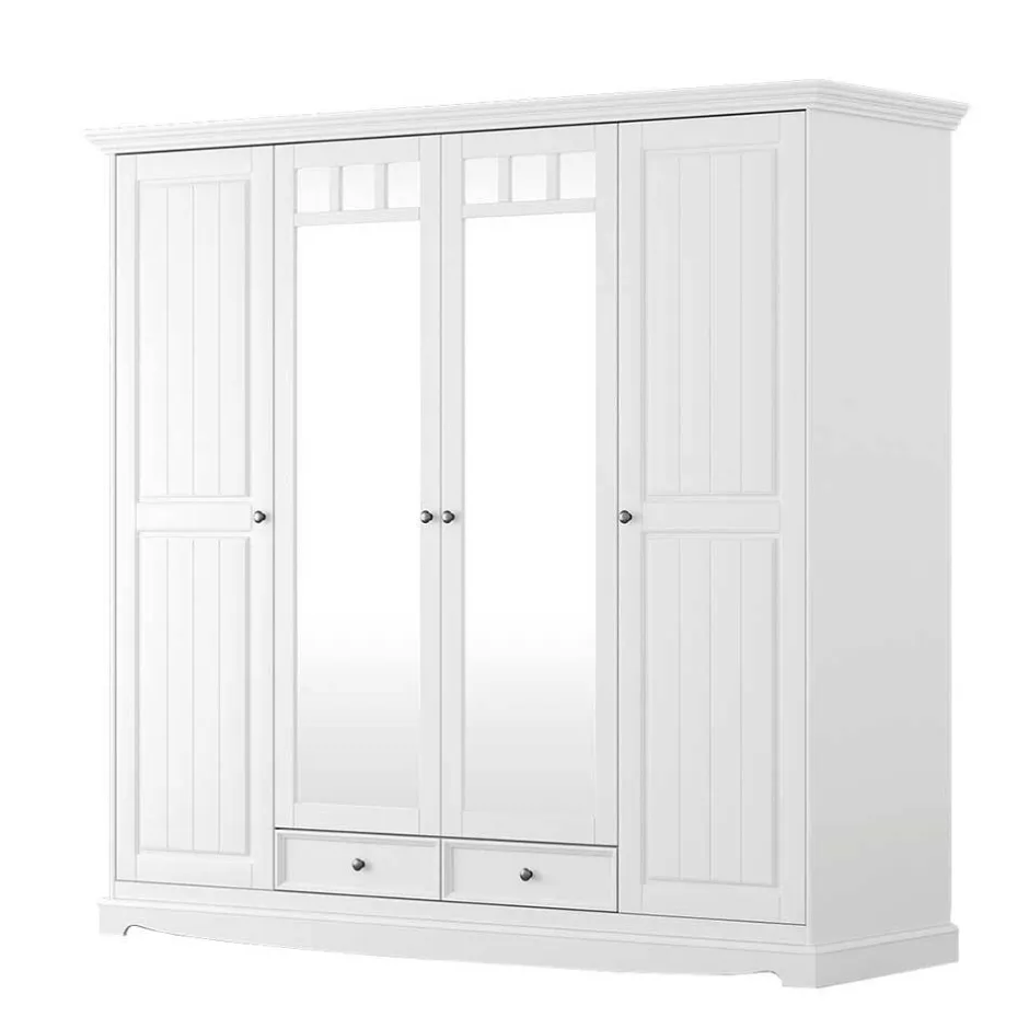 Wohnen Weißer Schlafzimmerschrank im Landhausstil - Indico