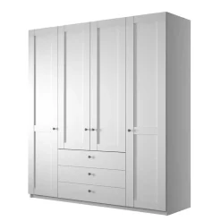 Wohnen Weißer Schlafzimmerschrank 4-türig & 3 Schubladen - Flinn I