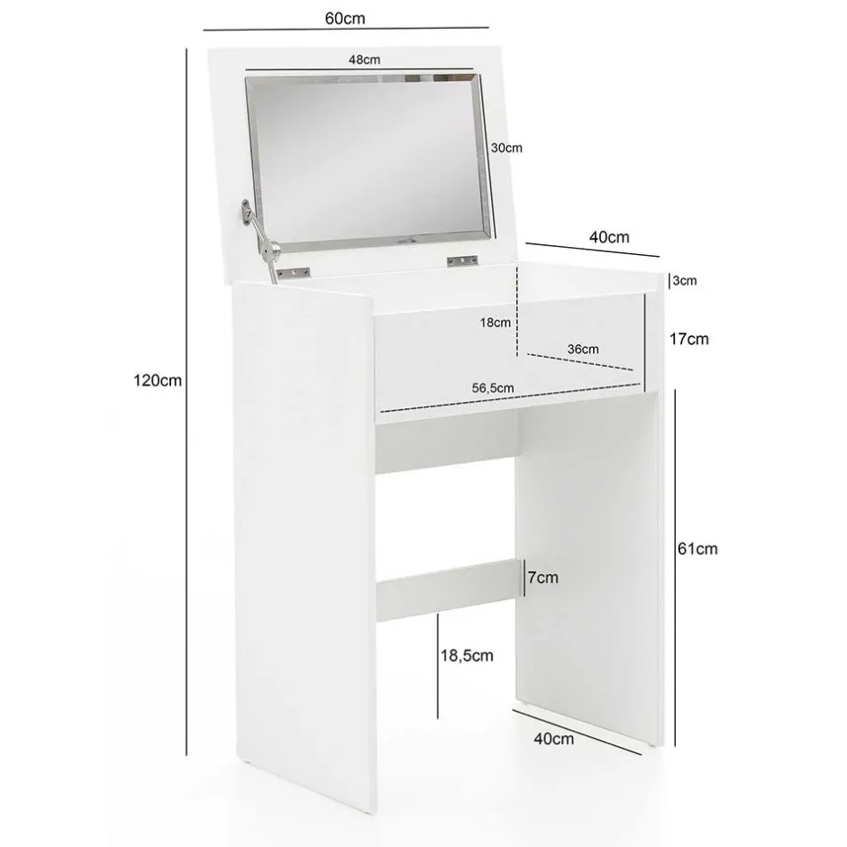 Weißer Schminktisch & Hocker - Toprino (zweiteilig)^Wohnen Online
