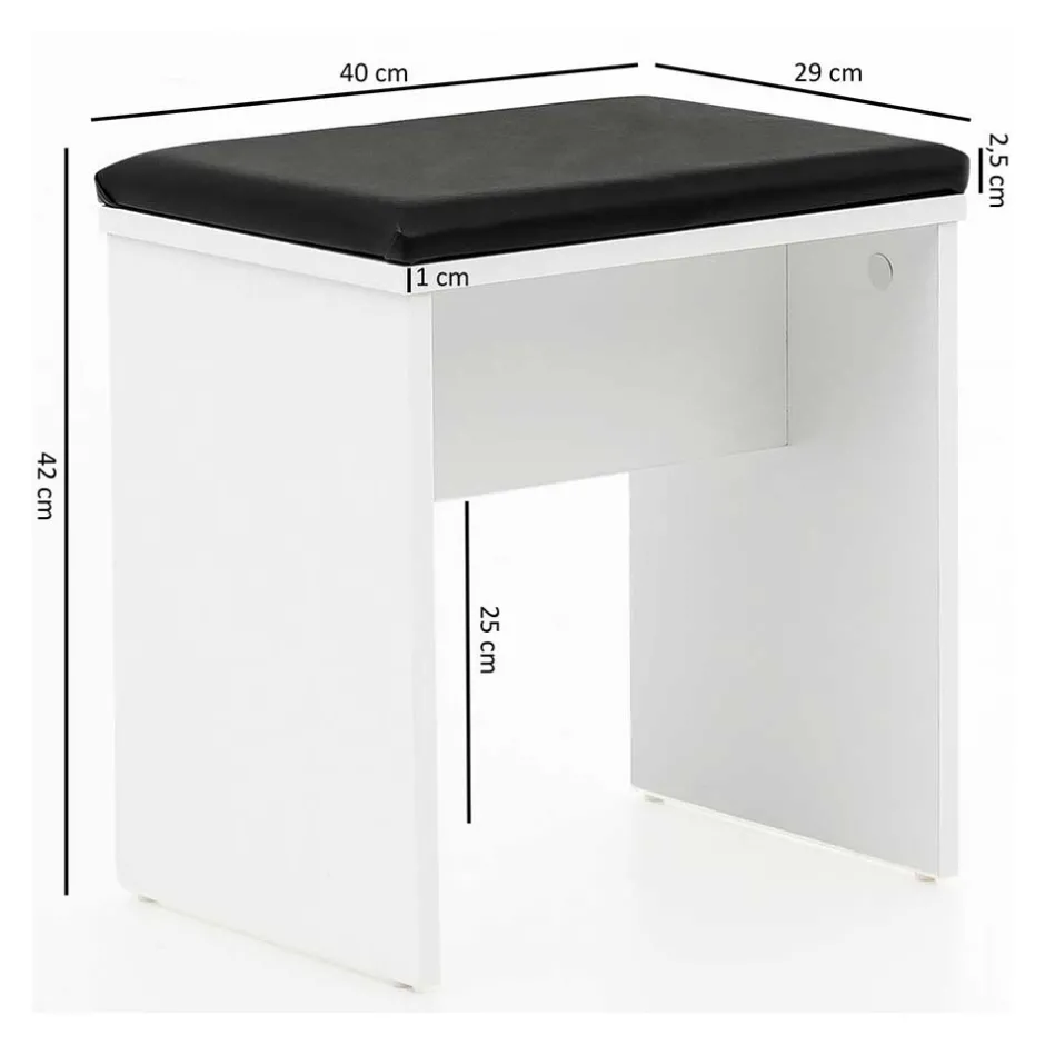 Weißer Schminktisch & Hocker - Toprino (zweiteilig)^Wohnen Online