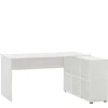 Wohnen Weißer Schreibtisch mit seitlichem Regal - Obtin