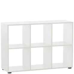 Wohnen Weißer Schreibtisch mit seitlichem Regal - Obtin