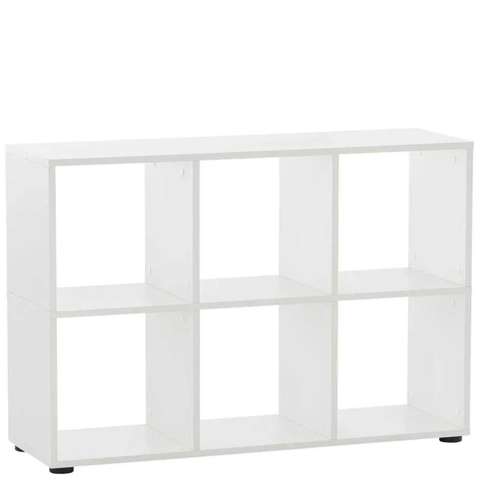 Wohnen Weißer Schreibtisch mit seitlichem Regal - Obtin