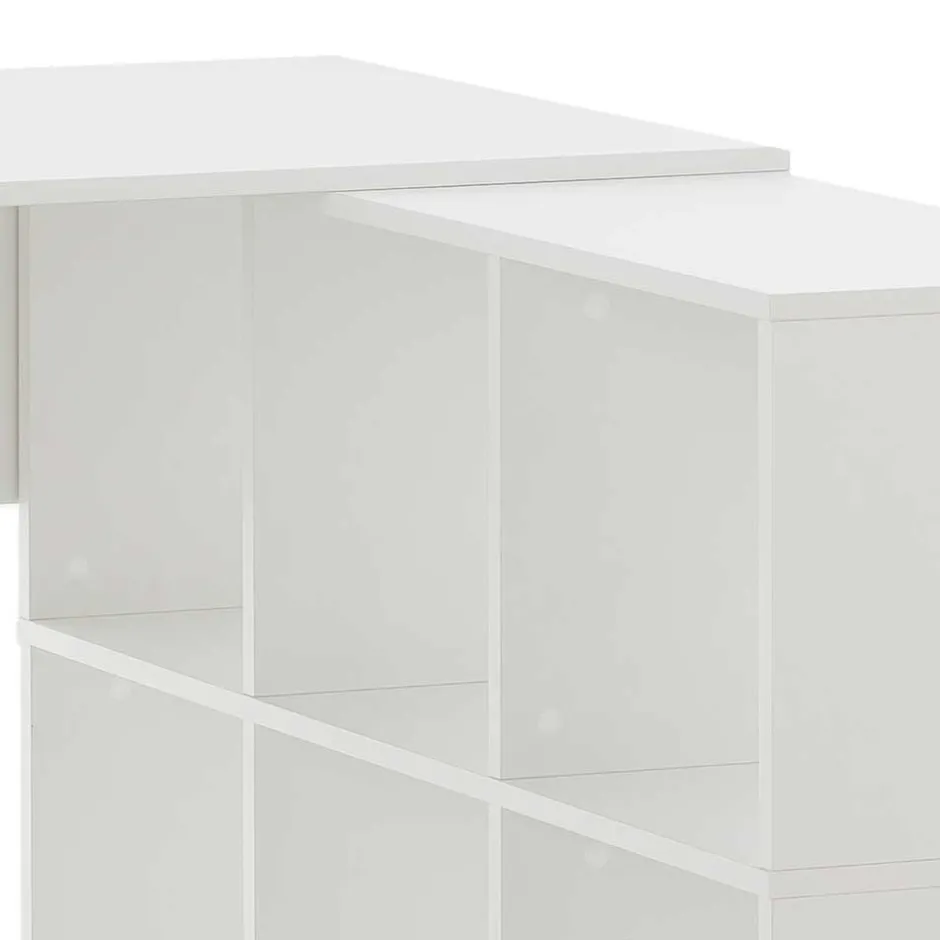 Wohnen Weißer Schreibtisch mit seitlichem Regal - Obtin