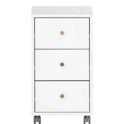 Wohnen Weißer Schreibtisch-Rollcontainer mit Holzgriffen - Obtin