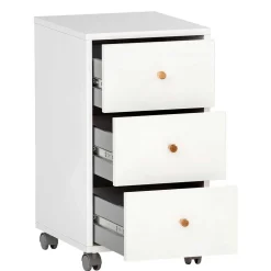 Wohnen Weißer Schreibtisch-Rollcontainer mit Holzgriffen - Obtin