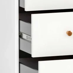 Wohnen Weißer Schreibtisch-Rollcontainer mit Holzgriffen - Obtin