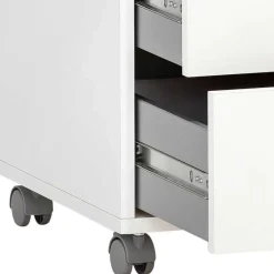 Wohnen Weißer Schreibtisch-Rollcontainer mit Holzgriffen - Obtin