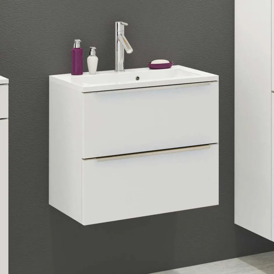 Weißer Schubladen-Waschplatz für die Wand - Livendas^Wohnen Outlet