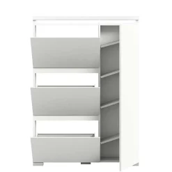 Weißer Schuhklappen-Schrank mit drei Klappen - Dany^Wohnen Outlet