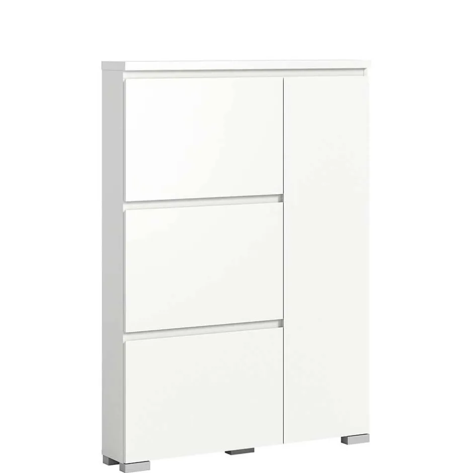 Weißer Schuhklappen-Schrank mit drei Klappen - Dany^Wohnen Outlet